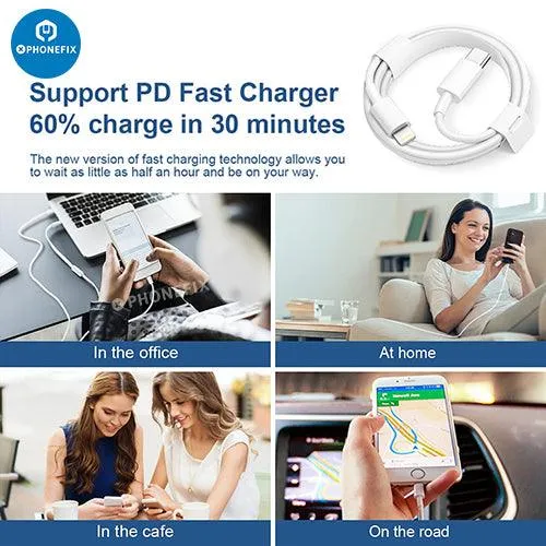 20W USB-C Power Adapter Fast Charger Lightning Cable For iPhone iPad