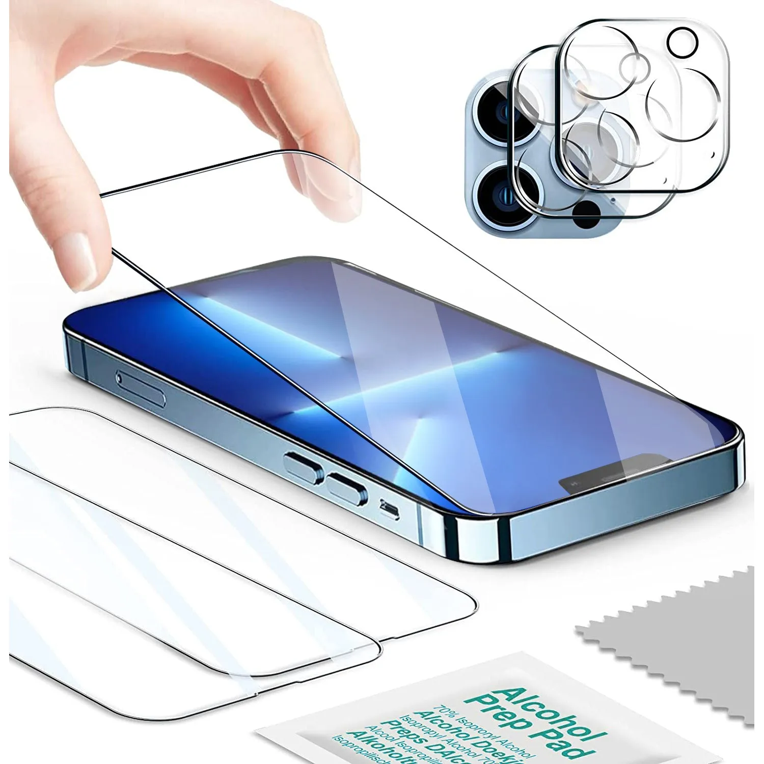 2.5D Tempered Glass Screen & Lens Protectors for iPhone 13 Pro Max 6.7 inch - Clear