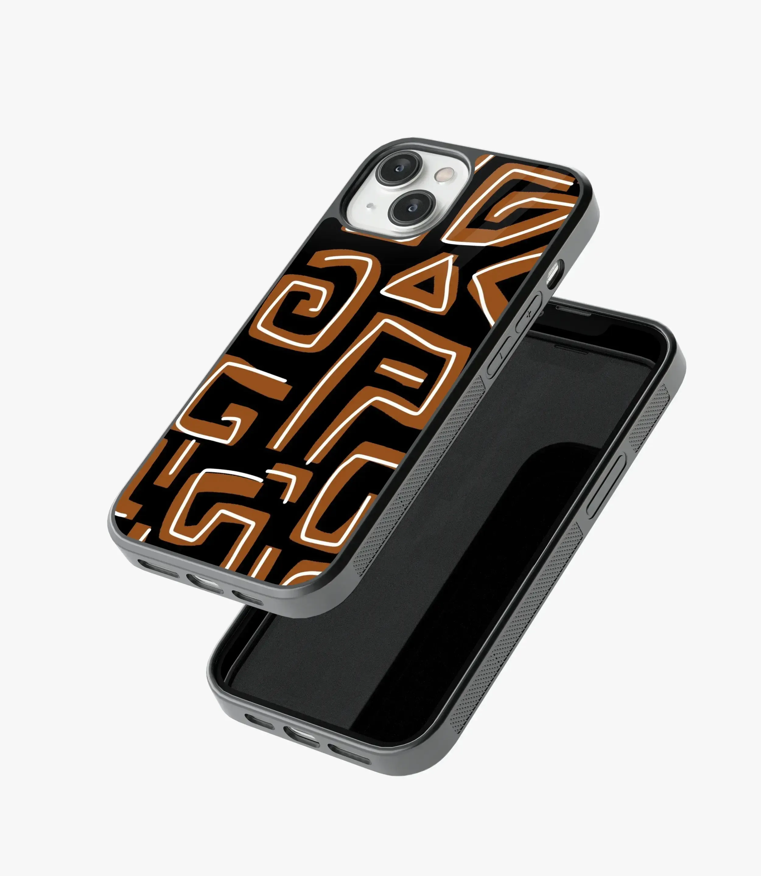 Abstract Black/Brown Pattern Glass Case