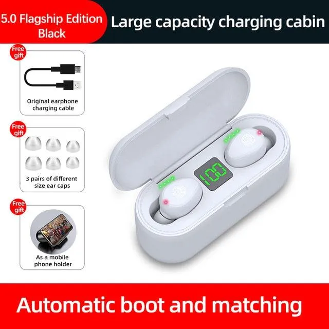 Bluetooth V5.0 Earphone Wireless Earbuds headset 2000 mAh Power For iPhone Xiaomi