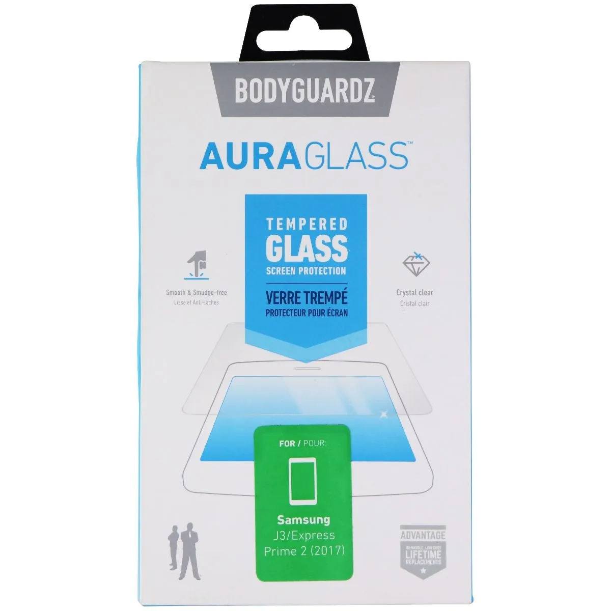 BodyGuardz AuraGlass Screen Protector for Samsung Galaxy J3/Express Prime 2