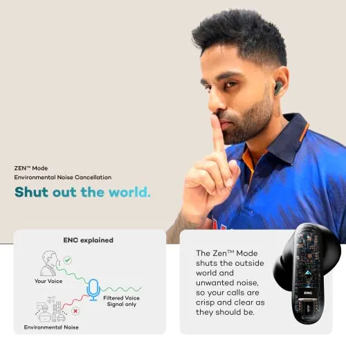 Boult Audio Z20 TWS Earbuds with 40H Playtime, Zen™ ENC Clear Calling Mic, Made in India, 10mm Rich Bass Drivers, Type-C Fast Charge, IPX5, Touch Controls, Voice Assistant, BT 5.3 Ear Buds (Green)