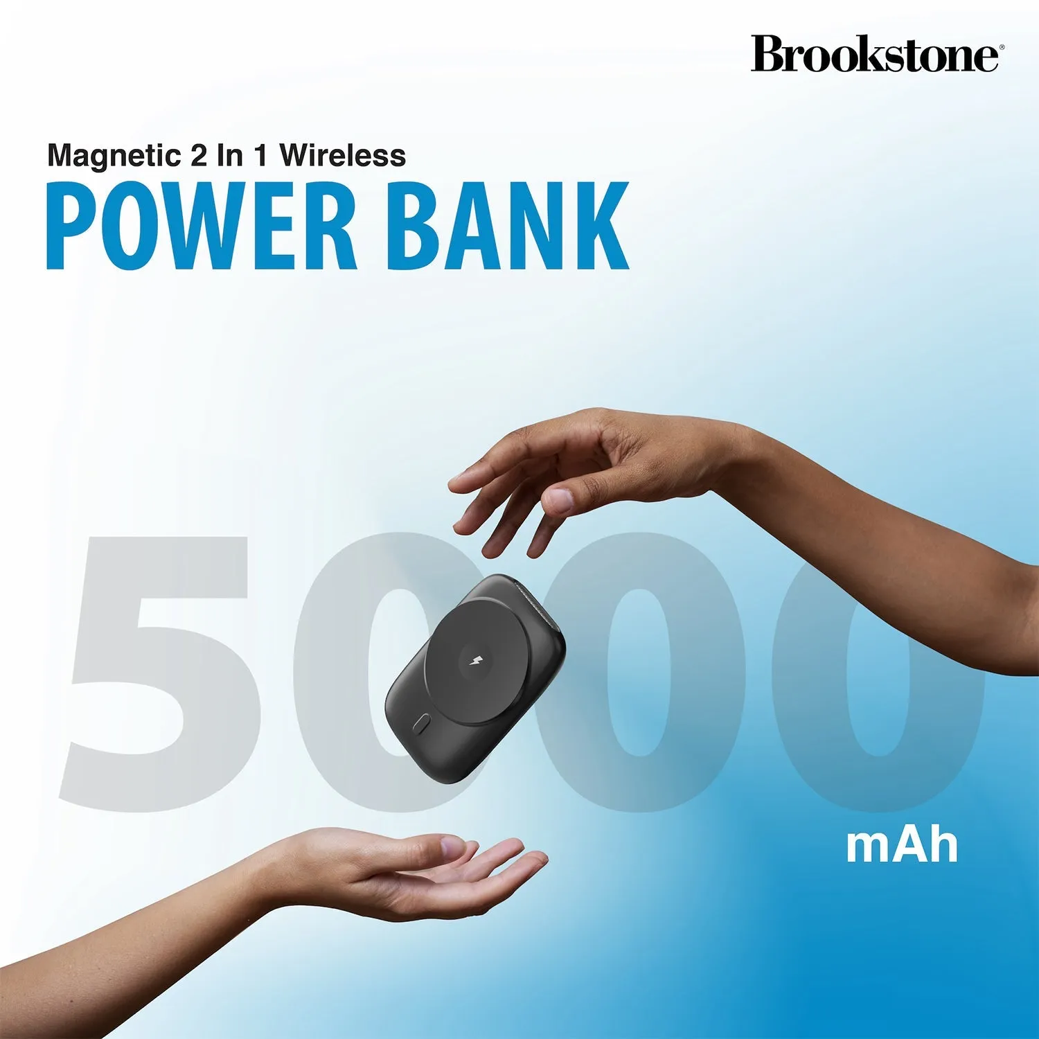 Brookstone Magnetic Charging Wireless Power Bank With Stand & 5000mAh Portable Magnetic Power Bank Charger Fast Charger Battery Pack For iPhone, iWatch, and Airpods