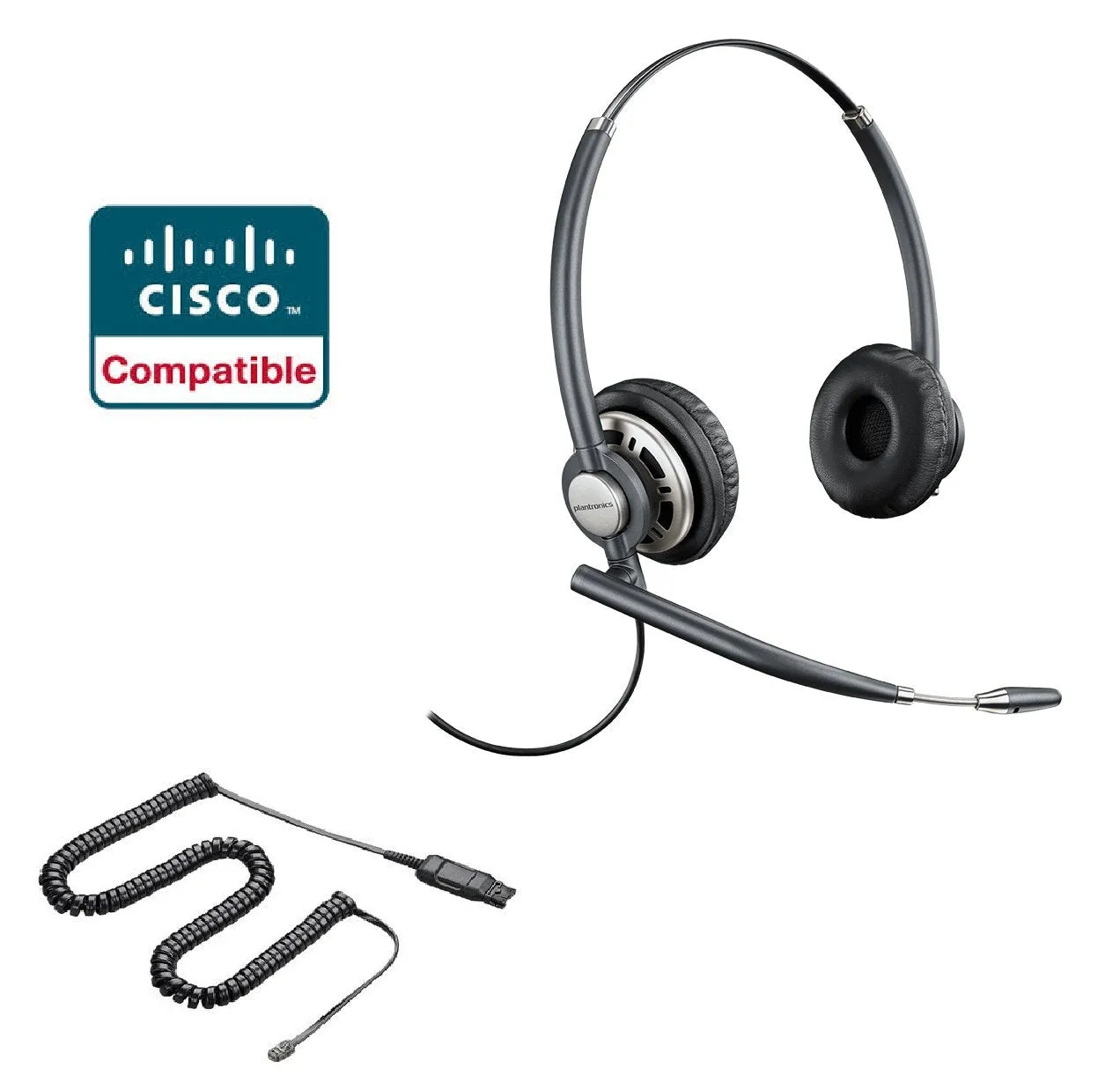 Cisco Certified Plantronics HW720 Headset 78714-101 with U10 Cord for Cisco 69XX,79XX,89XX,99XX Series