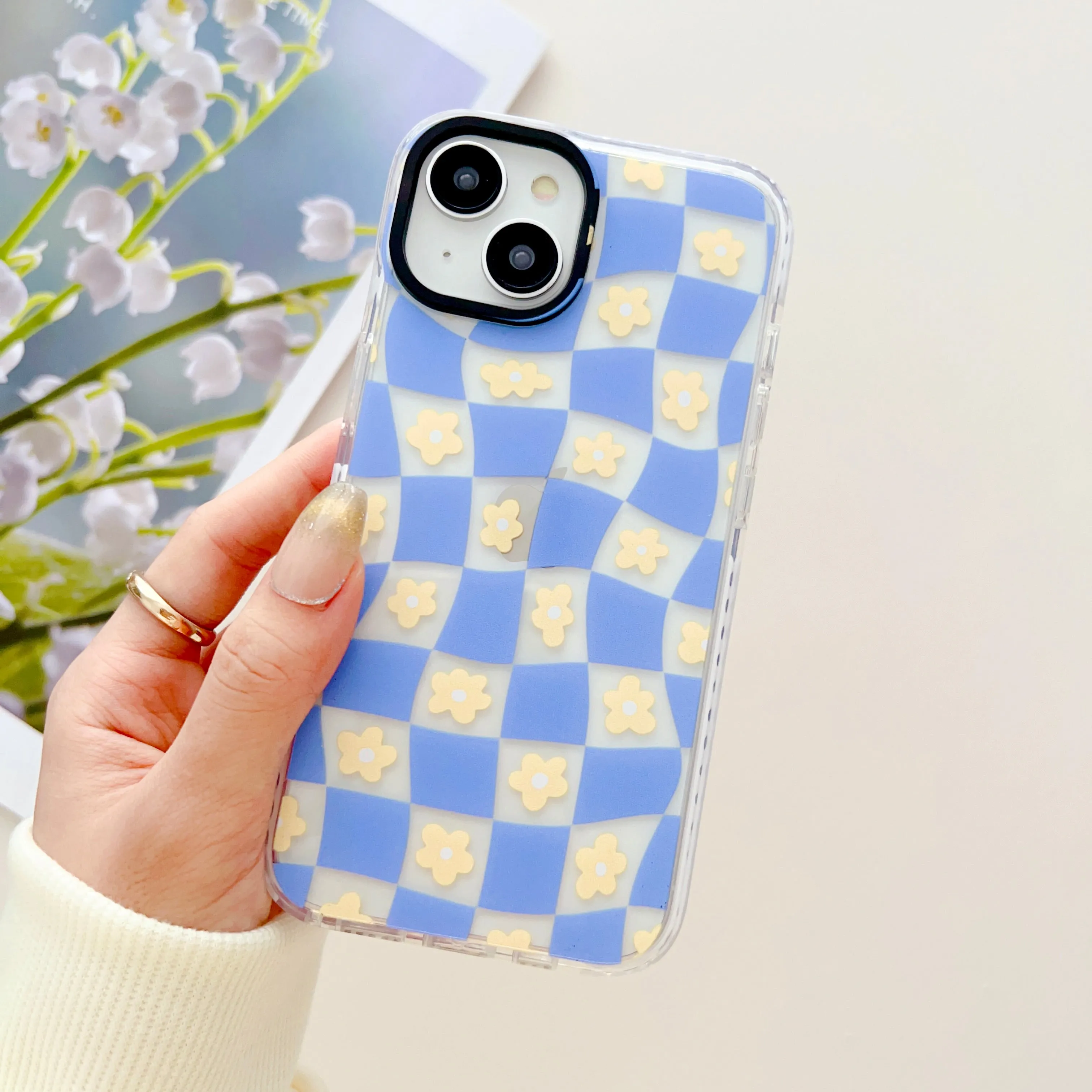 Cute Sunflower Pattern Groovy Style Silicon Impact Proof Case For iPhone