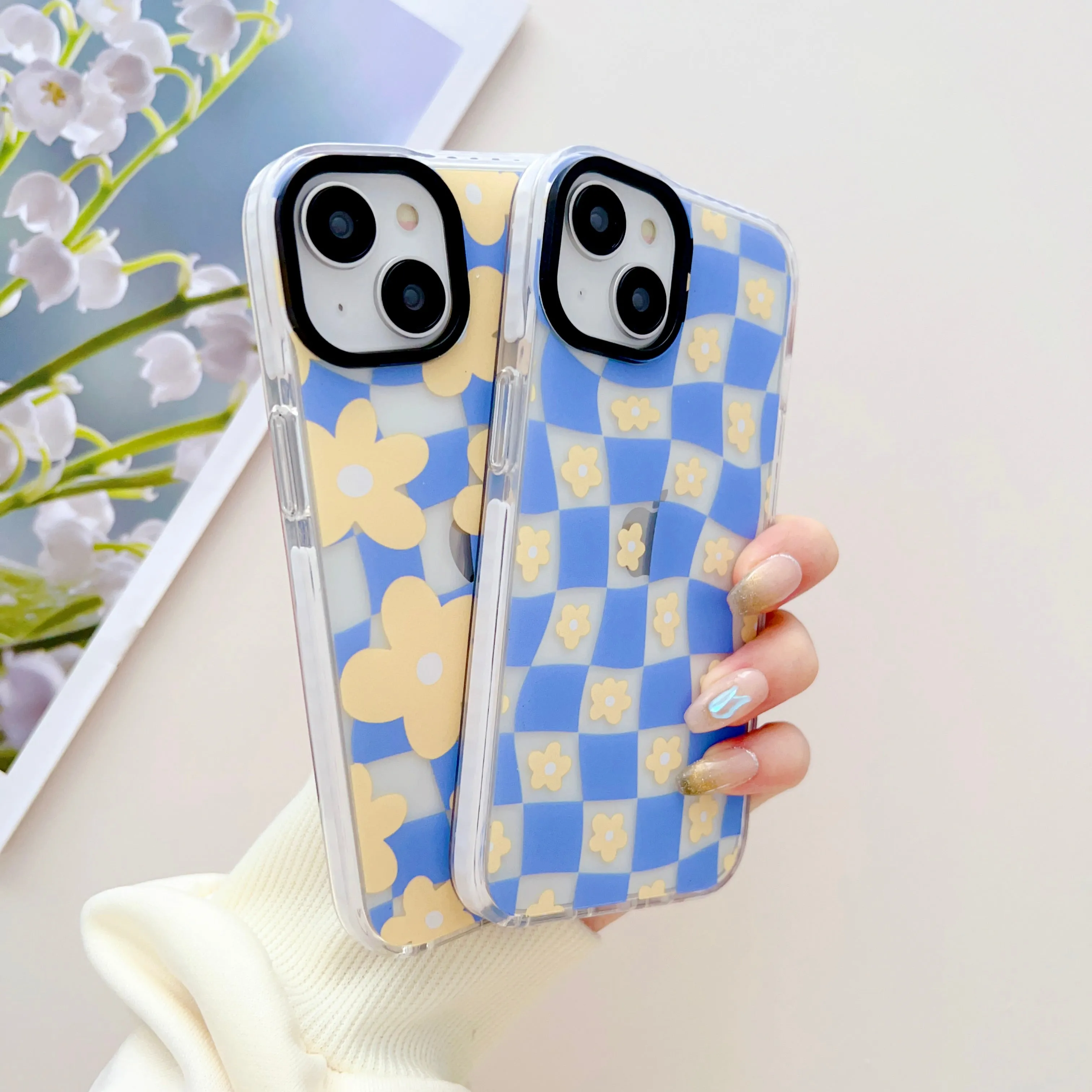 Cute Sunflower Pattern Groovy Style Silicon Impact Proof Case For iPhone