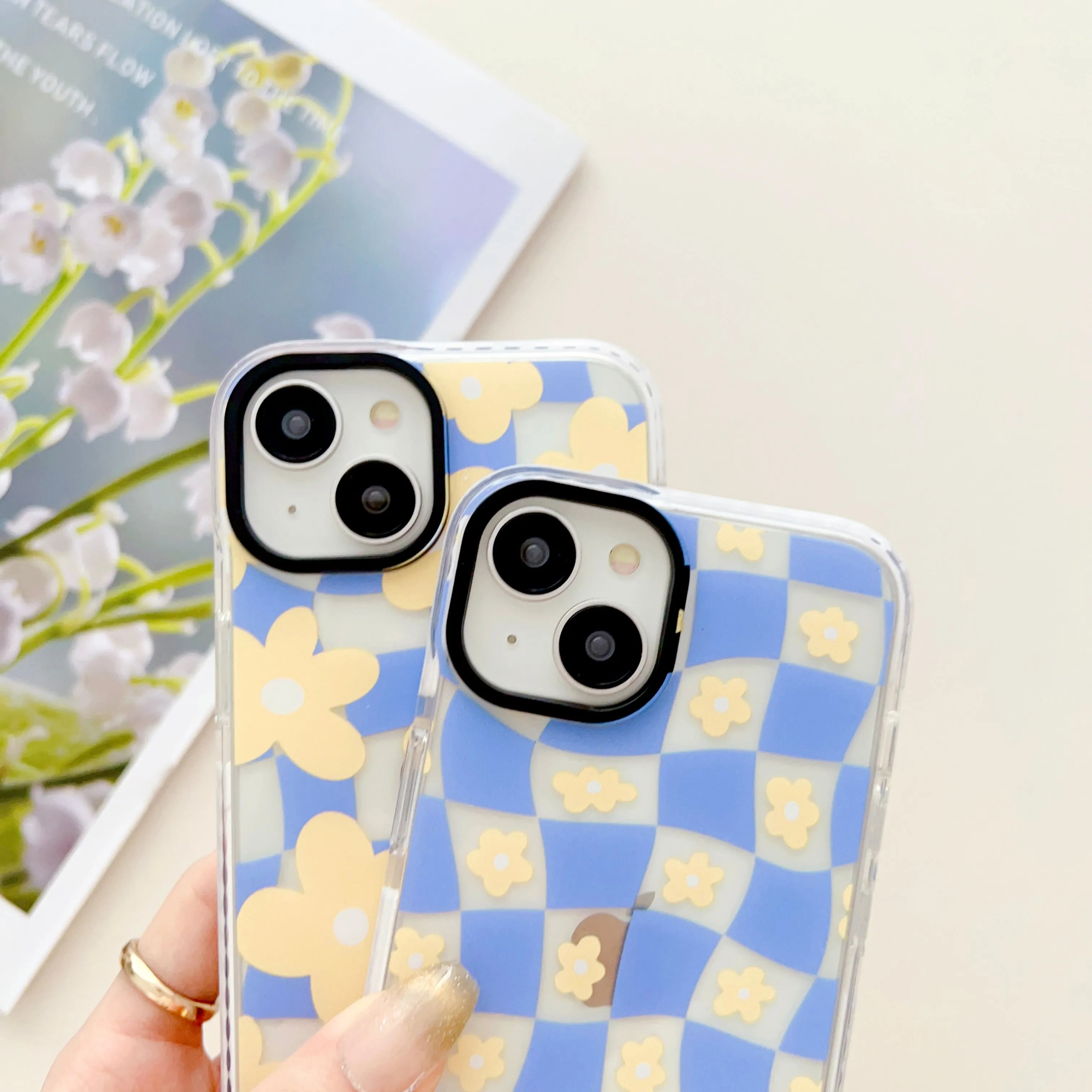 Cute Sunflower Pattern Groovy Style Silicon Impact Proof Case For iPhone