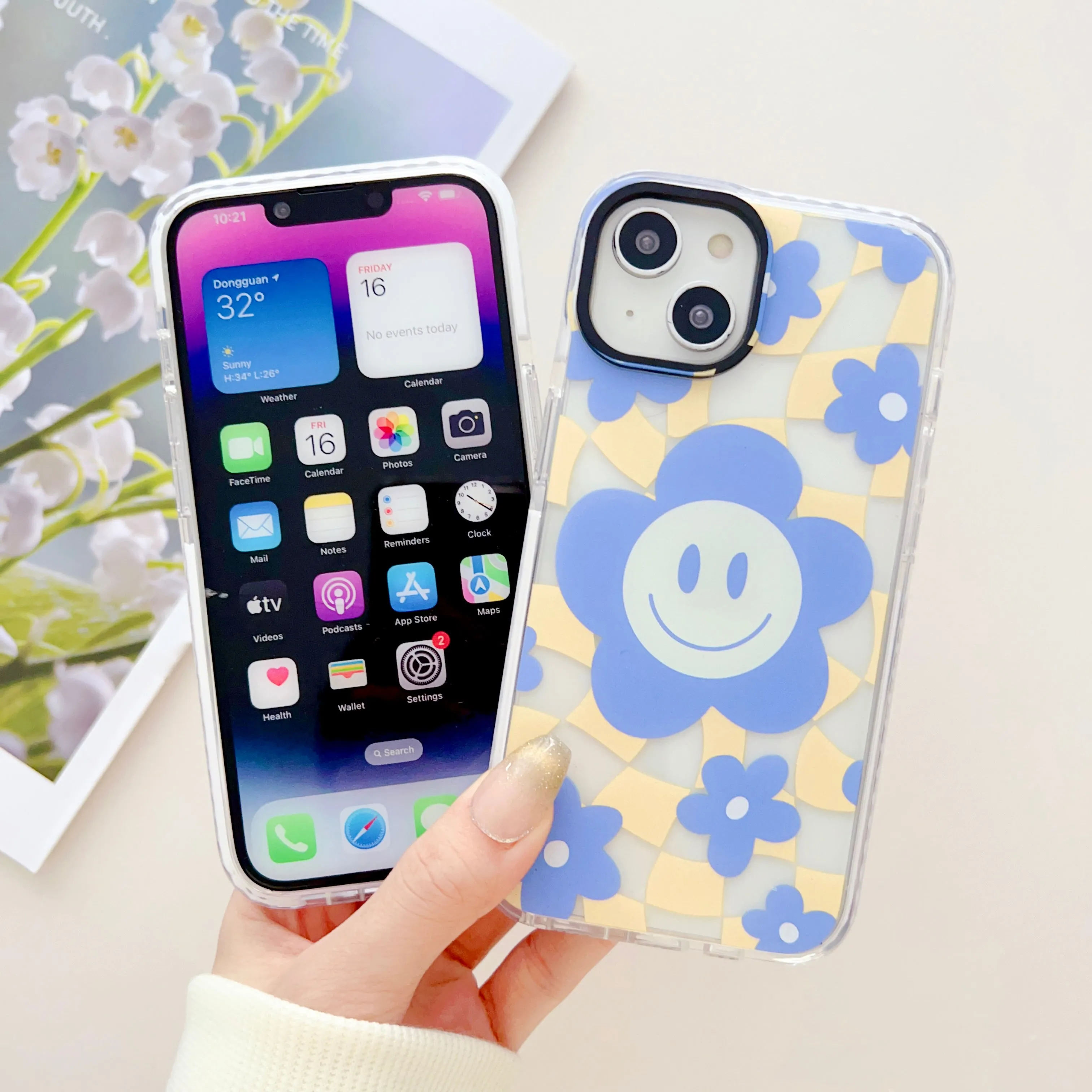 Cute Sunflower Pattern Groovy Style Silicon Impact Proof Case For iPhone