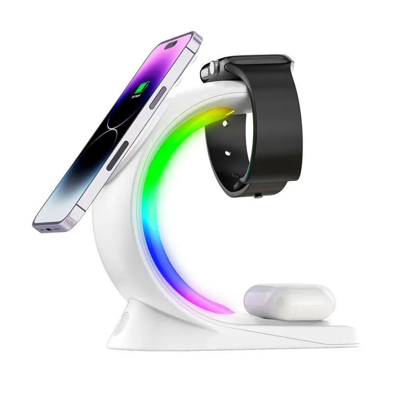 Ev Charging Stations  Fast Charging For Smart Phone Atmosphere Light Charging Station For Airpods Pro I-phone Watch