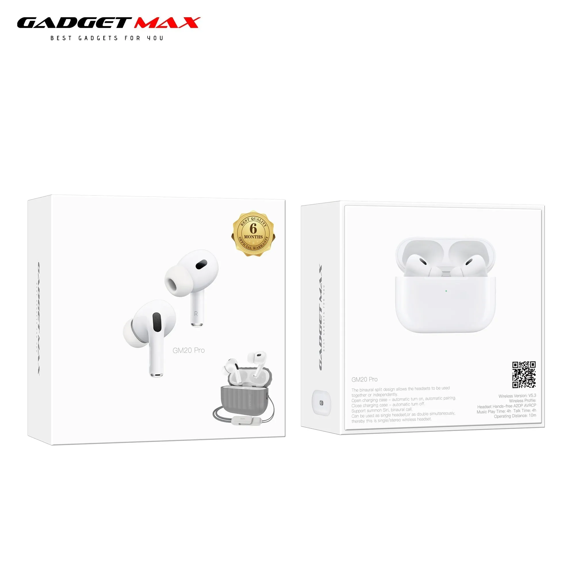 GADGET MAX GM20 PRO EW51 TRUE WIRELESS ANC NOISE REDUCTION BLUETOOTH HEADSET TWS Earbuds