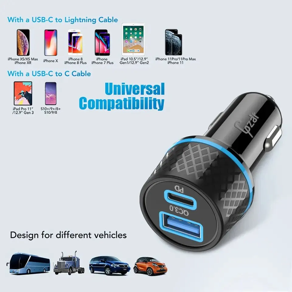 Gzar 42.5W Super USB C Car Charger UAE Mini & Metal - Fast Type C Car Chargers