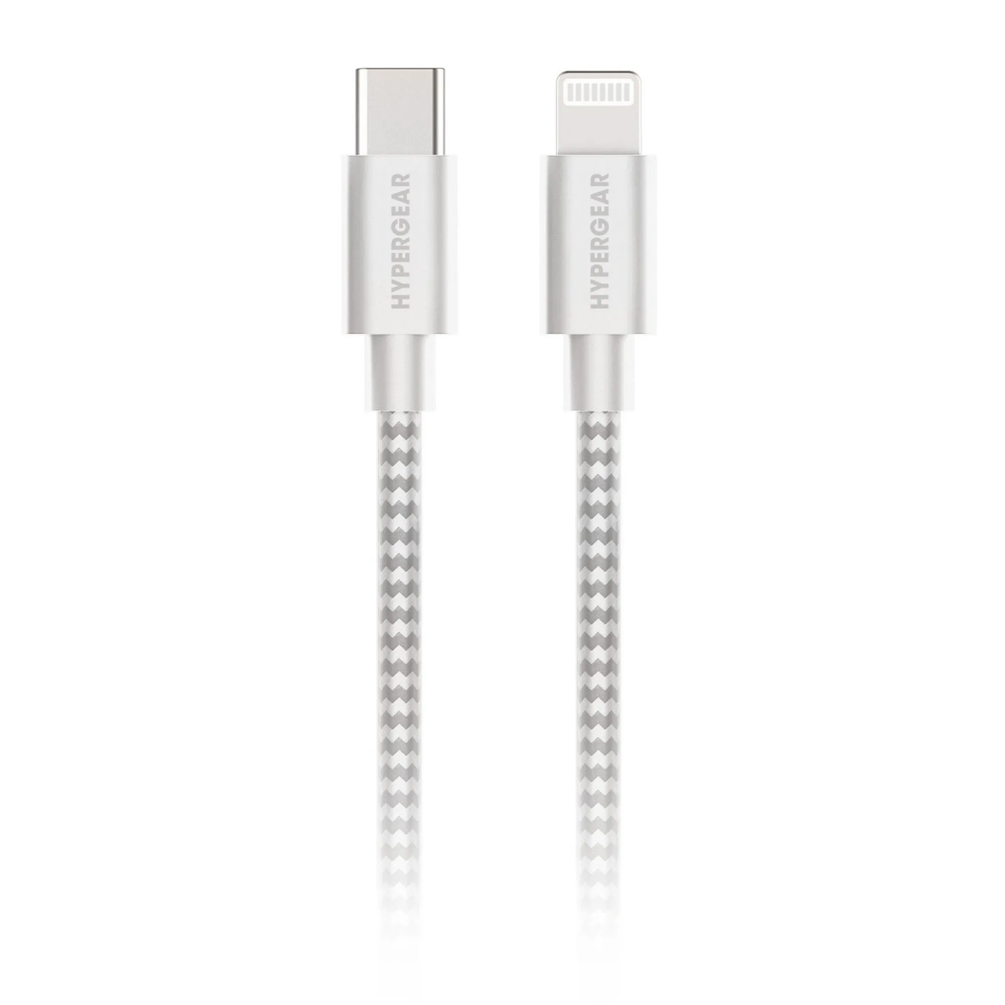 HyperGear 4 ft. (120cm) USB-C to Lightning Braided Charge and Sync Cable - White - 15-11216