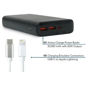 JAR Systems Active Charge Power Bank4-Pack with Apple Lightning Connectors 4-Pack