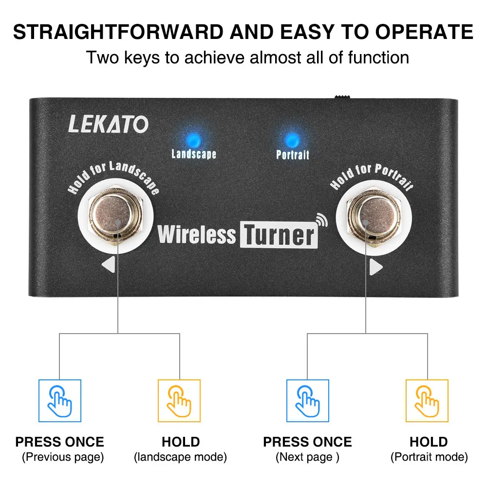 LEKATO Wireless Page Turner Pedal Foot Controller