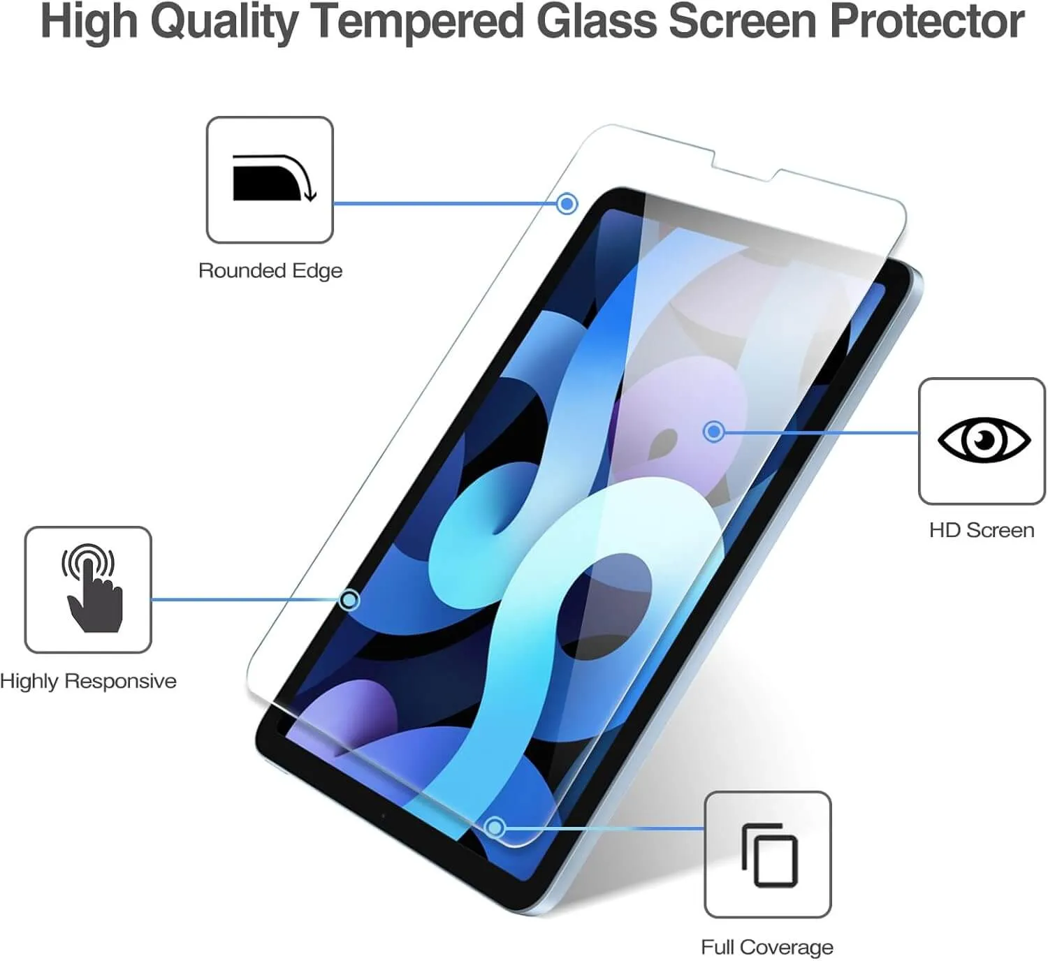 ProCase 2 Pack Screen Protector for iPad Air 5th Air 4th Generation 10.9"   2 Pack Camera Lens Protector, 9H Hardness HD Clear Tempered Glass for iPad Air Gen 4/5 -Clear