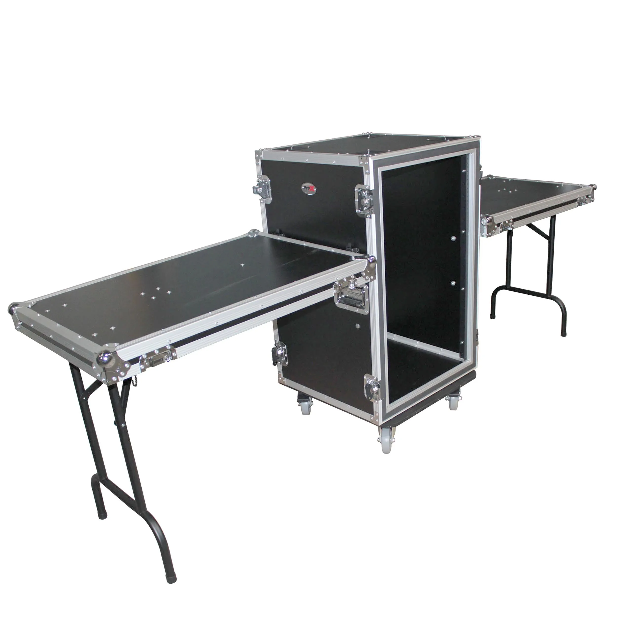 ProX T-18RSPWDT 18U Vertical Shockproof Rack Case 20 In Deep W-Side Tables and Casters