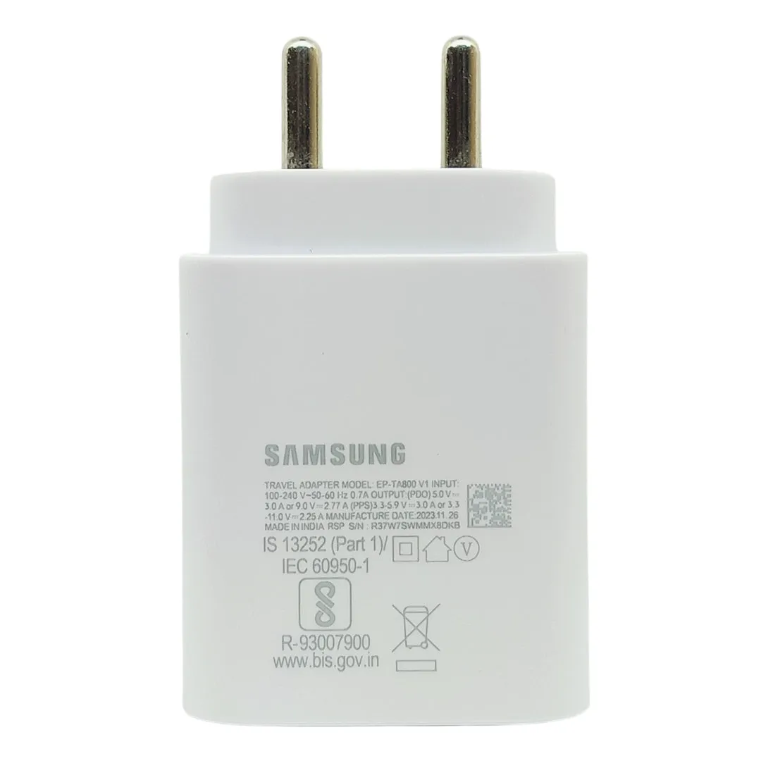 Samsung A52 25W Type C-Type-C Adaptive Fast Mobile Charger With 1 Mt Cable White