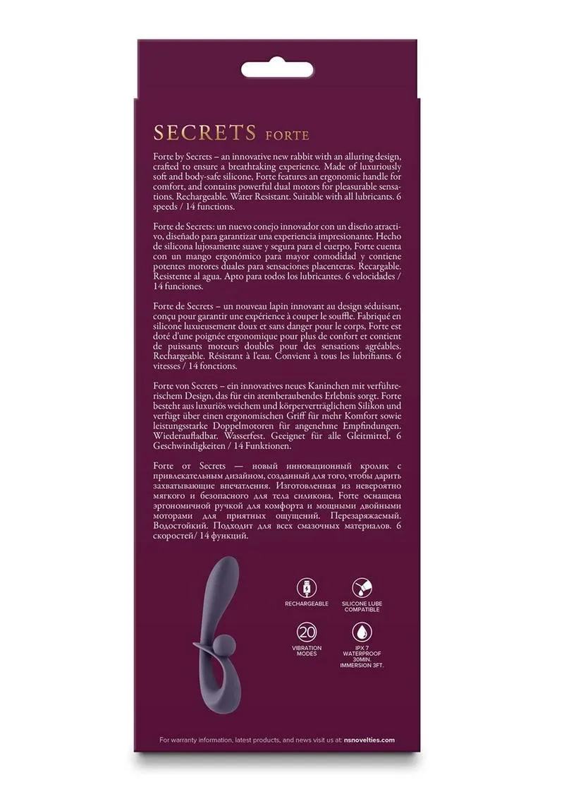 Secrets Forte Rechargeable Silicone Rabbit Vibrator