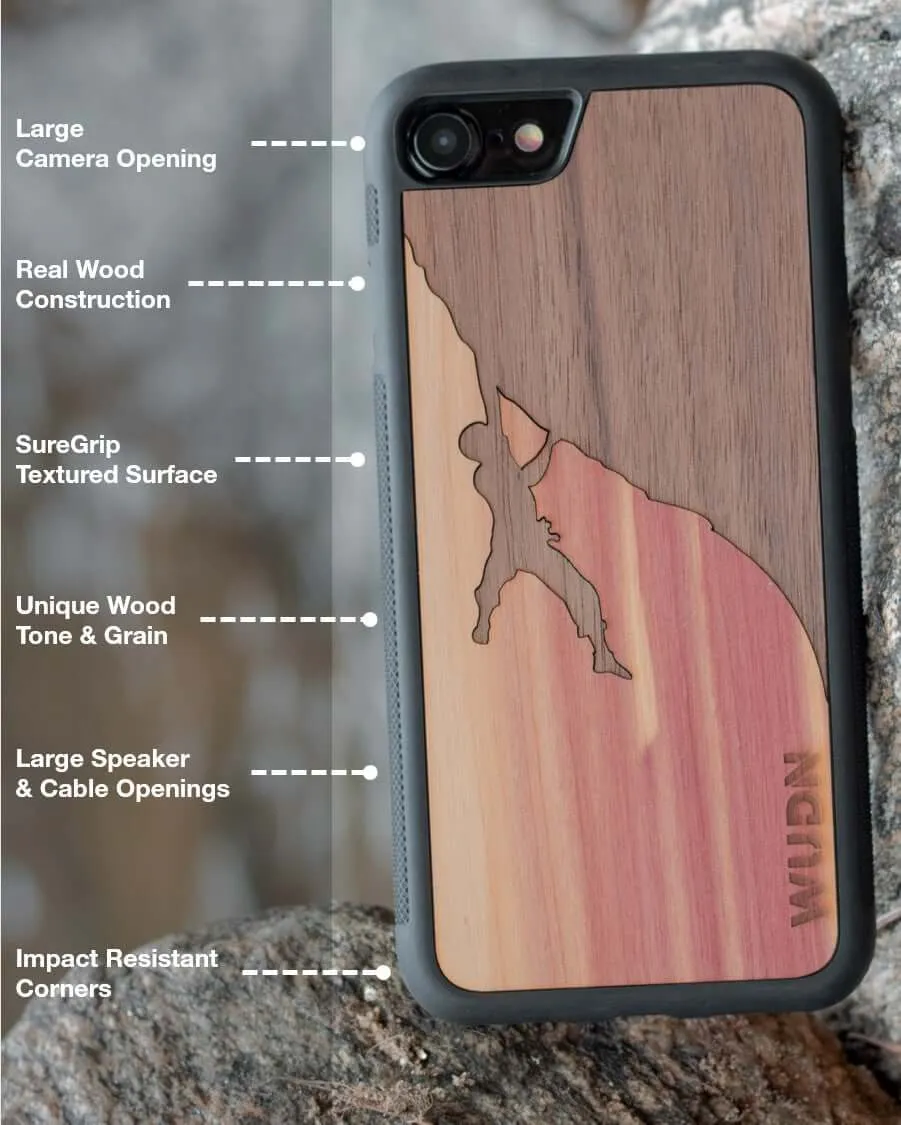 Slim Wooden Phone Case (Banksy Bad Panda in Mahogany)