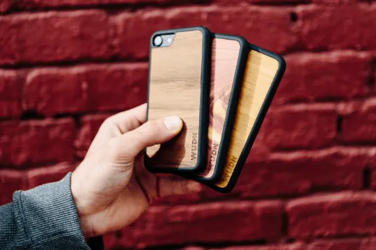 Slim Wooden Phone Case (Banksy Bad Panda in Mahogany)