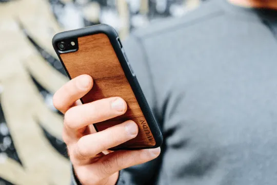 Slim Wooden Phone Case (Banksy Bad Panda in Mahogany)