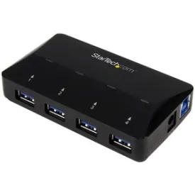 StarTech.com 4-Port USB 3.0 Hub plus Dedicated Charging Port - 5Gbps - 1 x 2.4A Port - Desktop USB Hub and Fast-Charging Station