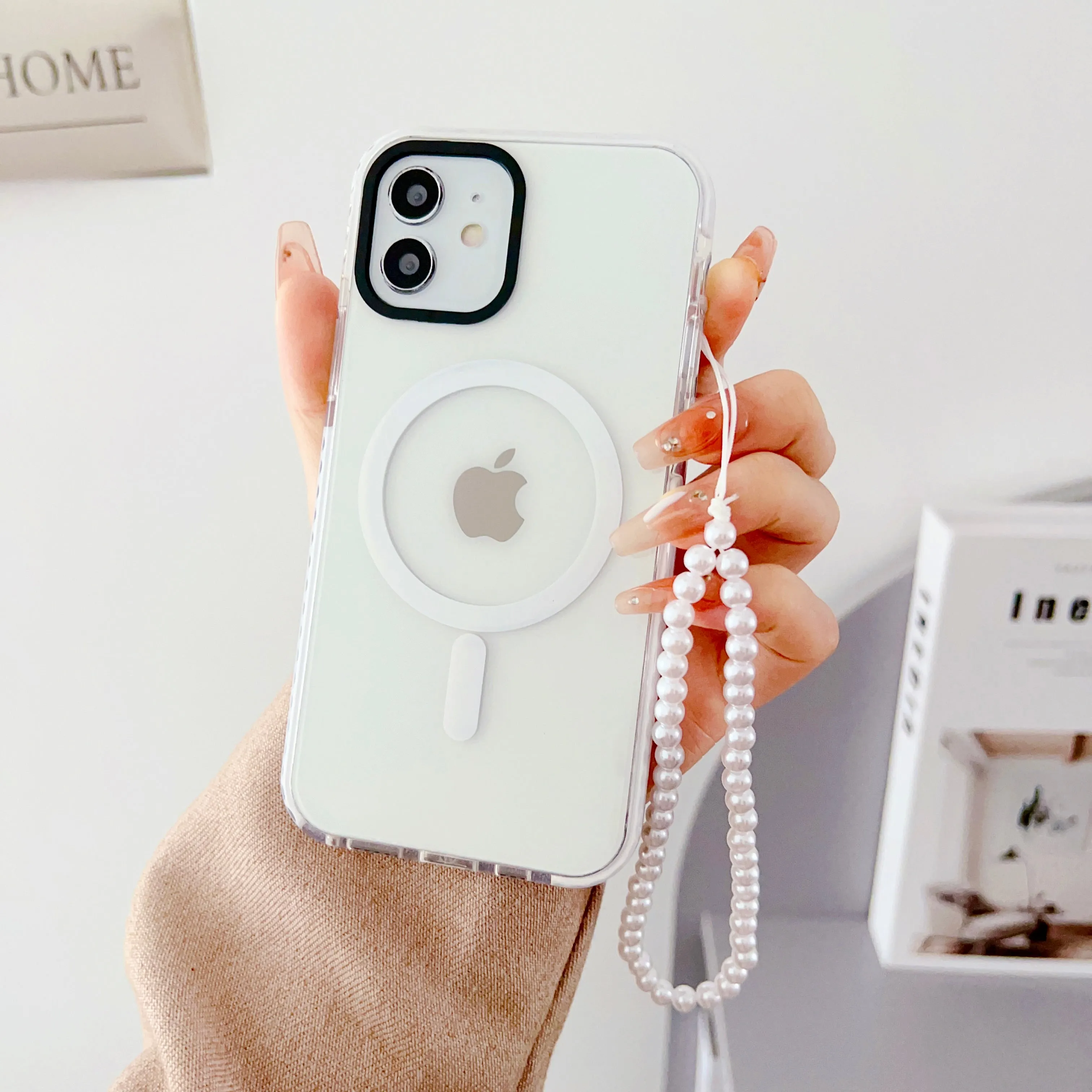 Transparent Silicon Impact Case for iPhone With Magsafe And Beaded Charm